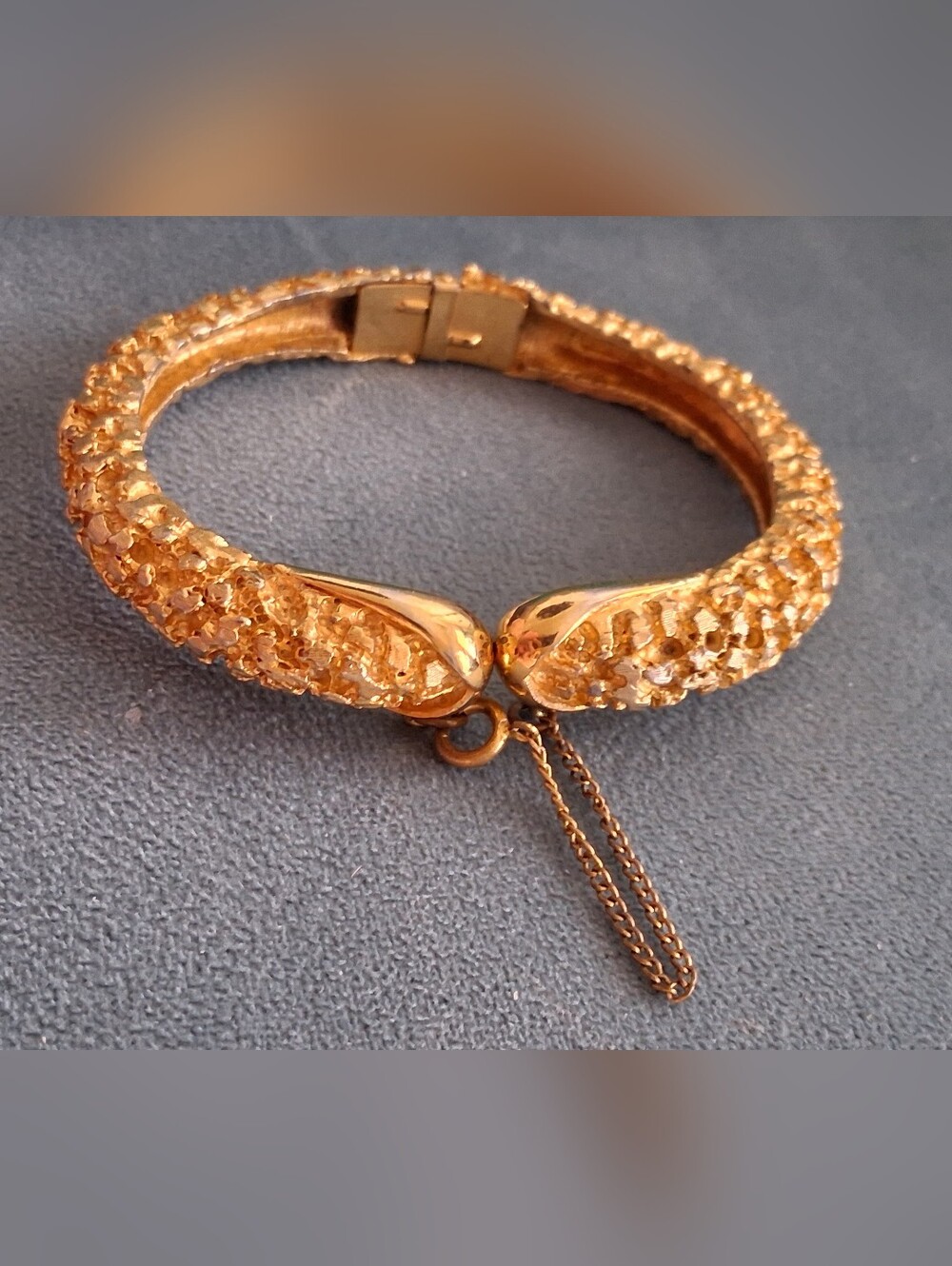 Textured Hinged Bangle Bracelet